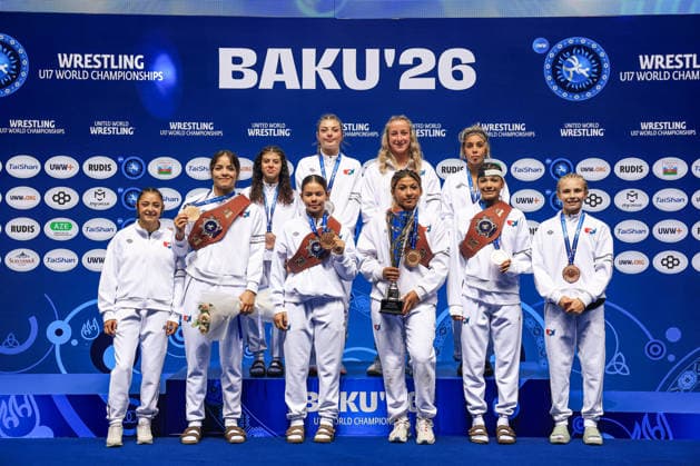 U17 Wrestling World Championships Podium: Team WW Gold, United States of America Copyright: xUnitedxWorldxWrestlingx xAmirrezx UWW-U17-WC-BAKU-2026