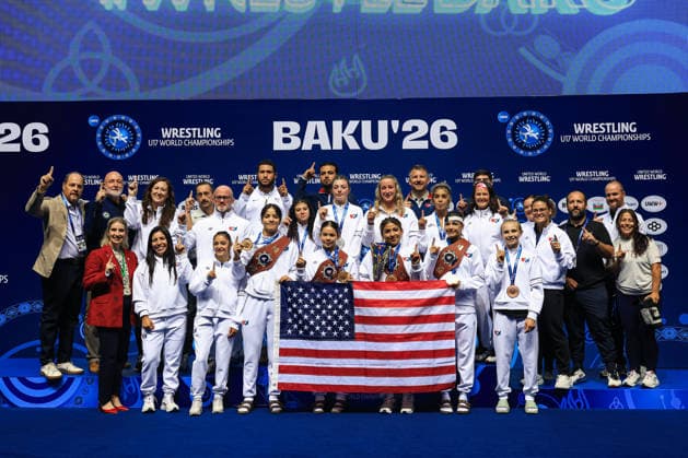 U17 Wrestling World Championships Podium: Team WW Gold, United States of America Copyright: xUnitedxWorldxWrestlingx xAmirrezx UWW-U17-WC-BAKU-2026