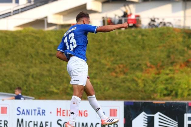 Regionalliga West Bonner SC Rot Weiß Oberhausen ** FOR EDITORIAL USE ONLY ** EDITORIAL USE ONLY ** p Kerem Yalcin after scoring the 1–0 goal for the Kleeblätter (Bonner SC vs. RWO) Location: Bonn, Sportpark Nord Date: July 31, 2026 Germany, North Rhine-Westphalia, Bonn Copyright MichaxKorb Copyright: MichaxKorb doc86yk98wta9io0u7icz9 ,EDITORIAL USE ONLY Copyright: MichaxKorb