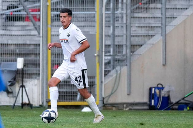 Imad Jaadar SVS, 42, on the ball, isolated figure, full-body shot, single frame, single photo, action, July 31, 2026, Sandhausen, Germany, soccer, bfv Association Cup, 3rd round, SV Sandhausen vs. TSG 1862 09 Weinheim xozx