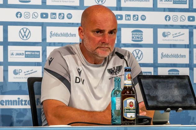 Chemnitz, Germany, July 31, 2026; Northeast Regional League 2026–2027, Matchday 2: Chemnitzer FC vs. BFC Preussen; Pictured: BFC coach Daniel Volbert at the press conference Copyright: xFotostandx xNachtigallx
