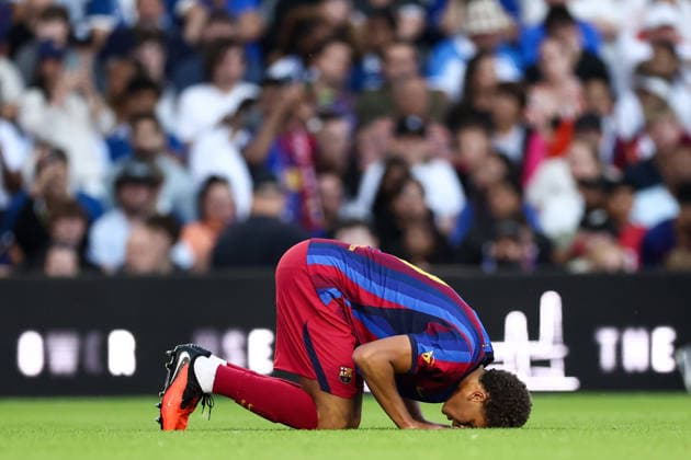 Birmingham City gegen Barcelona, 31. Juli 2026, Birmingham, Vorbereitungsspiel: Birmingham City gegen Barcelona – Hazma Abdelkarim von Barcelona feiert das erste Tor. Foto: Jacques Feeney. Abseits. Birmingham, Großbritannien  Copyright: xJacquesxFeeneyx xOffsidexOffside