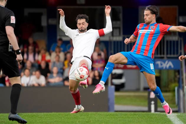 Photo by Fabio Oliveira MAIOLO: Phönix (left) vs. Christopher SCHEPP (right), Drochtersen Soccer, Regionalliga Nord, Matchday 1 on Fri, July 31, 2026: SV Drochtersen Phönix 2–1 Lübeck