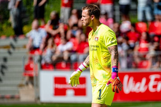 Friendly Match: Bayer 04 Leverkusen vs. Rot-Weiss Essen, August 1, 2026, Ulrich Haberland Stadium, Leverkusen; Mark Flekken, Bayer 04 Leverkusen 1; Friendly Match: Bayer 04 Leverkusen vs. Rot-Weiss Essen, August 1, 2026, Ulrich Haberland Stadium, Leverkusen Copyright: xBEAUTIFULxSPORTS Erlhofx