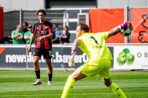 Friendly Match: Bayer 04 Leverkusen vs. Rot Weiss Essen, August 1, 2026, Ulrich Haberland Stadium, Leverkusen; Tim Oermann (Bayer 04 Leverkusen) 15, Mark Flekken (Bayer 04 Leverkusen) 1; Friendly match: Bayer 04 Leverkusen vs. Rot Weiss Essen, August 1, 2026, Ulrich Haberland Stadium, Leverkusen Copyright: xBEAUTIFULxSPORTS Erlhofx