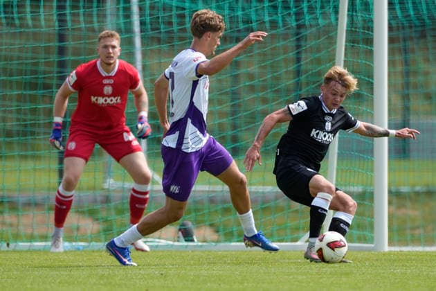 August 1, 2026, BW Schinkel Sports Field, Osnabrück, GER, 2nd and 3rd Divisions, Friendly Match: SV Meppen vs. VfL Osnabrück, Dominique Domröse, SV Meppen 2. DFL regulations prohibit any use of photographs as image sequences and or quasi-video. Osnabrück, Lower Saxony, Netherlands, BW Schinkel Sports Field