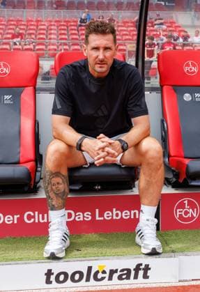 August 1, 2026 Soccer Season 2026–2027 Exhibition Match Friendly Match Preseason Match 1. FC Nürnberg FCN Club Real Oviedo Sports Photo Zink DaMa xdaxmax Miroslav Miro Klose Coach 1. FC Nürnberg FCN onthoughtfully on the bench
