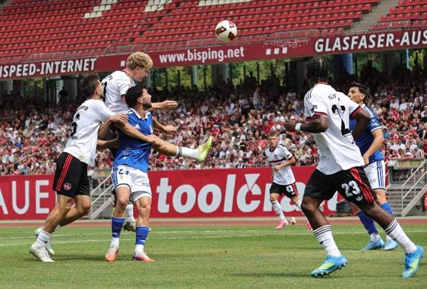 August 1, 2026 Soccer Season 2026–2027 Exhibition Match Friendly Match Preseason Match 1 FC Nuremberg FCN Club Real Oviedo Sports Photo Zink DaMa xdaxmax Piet Scobel 19, 1 FC Nuremberg FCN with a header