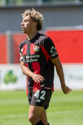 Friendly Match: Bayer 04 Leverkusen vs. Rot Weiss Essen, on August 1, 2026, Ulrich Haberland Stadium, Leverkusen Montrell Culbreath Bayer 04 Leverkusen 42, Friendly Match: Bayer 04 Leverkusen vs. Rot Weiss Essen, August 1, 2026, Ulrich Haberland Stadium, Leverkusen Copyright: xBEAUTIFULxSPORTS Erlhofx