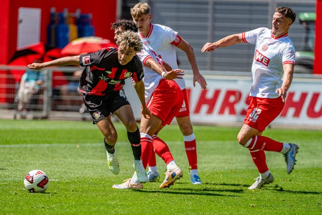 Friendly Match: Bayer 04 Leverkusen vs. Rot Weiss Essen, August 1, 2026, Ulrich Haberland Stadium, Leverkusen Montrell Culbreath Bayer 04 Leverkusen 42, Ekin Çelebi Rot Weiss Essen 26, Luca Bazzoli Rot Weiss Essen 32, Friendly Match: Bayer 04 Leverkusen vs. Rot Weiss Essen, August 1, 2026, Ulrich Haberland Stadium, Leverkusen Copyright: xBEAUTIFULxSPORTS Erlhofx