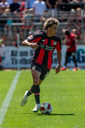 Friendly Match: Bayer 04 Leverkusen vs. Rot Weiss Essen, on August 1, 2026, Ulrich Haberland Stadium, Leverkusen Montrell Culbreath Bayer 04 Leverkusen 42, Friendly Match: Bayer 04 Leverkusen vs. Rot Weiss Essen, August 1, 2026, Ulrich Haberland Stadium, Leverkusen Copyright: xBEAUTIFULxSPORTS Erlhofx