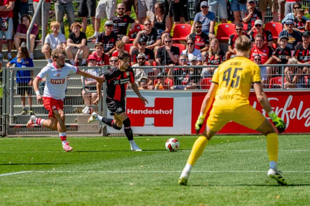 Friendly Match: Bayer 04 Leverkusen vs. Rot-Weiss Essen, August 1, 2026, Ulrich Haberland Stadium, Leverkusen; Alfonso Moreira (Bayer 04 Leverkusen) 9, Romero Gerres (Rot Weiss Essen) 45; Friendly match: Bayer 04 Leverkusen vs. Rot Weiss Essen, August 1, 2026, Ulrich Haberland Stadium, Leverkusen Copyright: xBEAUTIFULxSPORTS Erlhofx