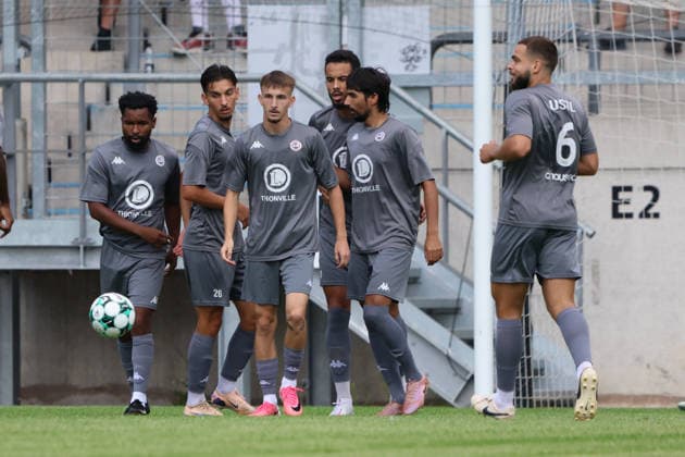 August 1, 2026, Soccer, Men s, Friendly Match, 2026–2027 Season, 1 FC Saarbrücken vs. US Thionville Lusitanos, Goal celebration for the 0–1, Goal scorer Kylian Tubio, US Thionville Lusitanos, Saarbrücken, Ludwigsparkstadion, Saarland, Germany, DEU Copyright: xSebastianxBachx