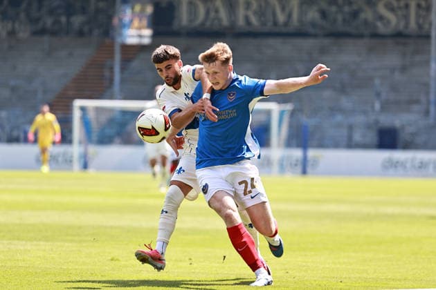 August 1, 2026, xtvx, Soccer Friendly Match, SV Darmstadt 98 vs. FC Portsmouth: Tackle, duel, compete—Ibrahim El Kadiri (SV Darmstadt 98) vs. Terry Devlin (FC Portsmouth). DFL and DFB regulations prohibit any use of photographs as image sequences and or quasi-video. Darmstadt