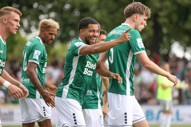 August 1, 2026, Men s Soccer, 2026–2027 Season, Bavarian Regional League, Matchday 2: 1 FC Schweinfurt 1905 vs. TSV 1860 Munich – Jubilation after Jason Prodanovic’s 1–0 goal for FC Schweinfurt 05, 17 Schweinfurt Riedel Bau Arena at Sachs Stadium, Bavaria, Lower Franconia, Germany