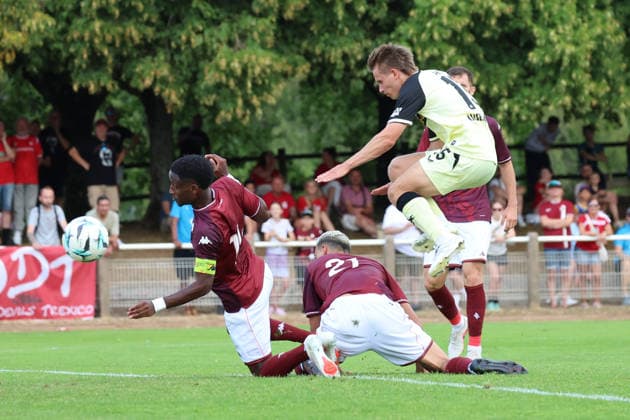 August 1, 2026, xrekx, Soccer Friendly Match, FC Metz 1 FC Kaiserslautern v l Shot on goal for the 0–1 by Naatan Skyttä Skyttae 1 FC Kaiserslautern DFL DFB REGULATIONS PROHIBIT ANY USE OF PHOTOGRAPHS as IMAGE SEQUENCES and or QUASI-VIDEO Metz