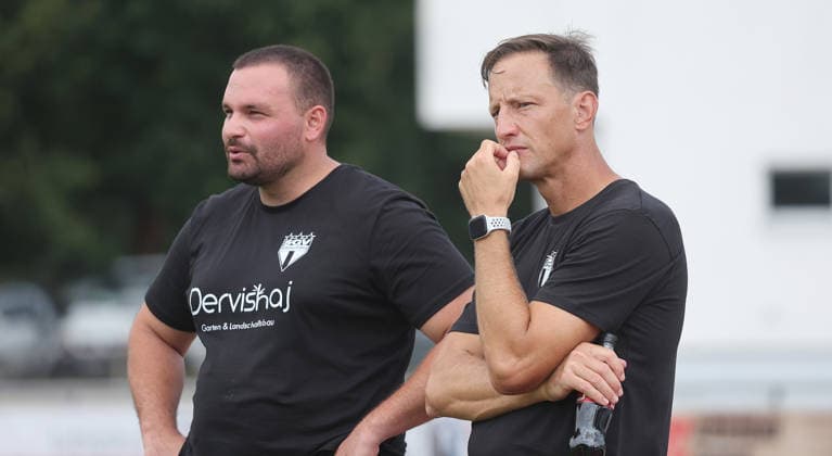 Freiberg, U19 Soccer, DFB Junior Cup: SGV Heilbronn Freiberg vs. VfL Wolfsburg; from left: Ihsan Basaran, Ramon Gehrmann, SGV