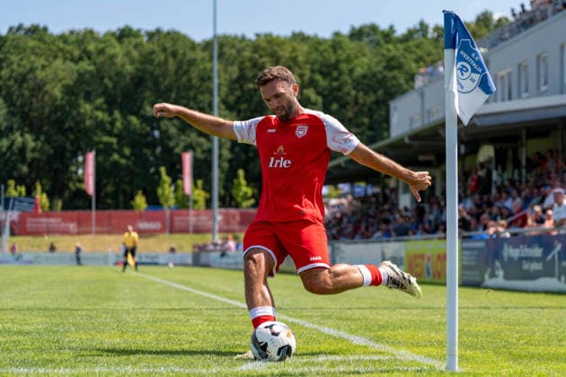 Soccer Regional League, West Division 1, Matchday: SV Westfalia Rhynern vs. Sportfreunde Siegen on August 1, 2026, at the Kümpel Hellmeister Arena in the Westfalia Sportpark in Hamm Rhynern. Eros Dacaj, Siegen xMAx