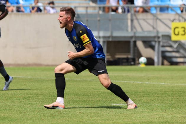 August 1, 2026, Soccer, Men s, Friendly Match, 2026–2027 Season, 1 FC Saarbrücken vs. US Thionville Lusitanos, celebration of the 1–1 goal, goal scorer Christian Kühlwetter, 1 FC Saarbrücken, Saarbrücken, Ludwigsparkstadion, Saarland, Germany, DEU Copyright: xSebastianxBachx