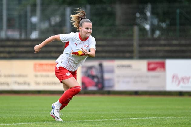 Soccer I Women’s I 2026–2027 Season I Friendly Match I RB Leipzig vs. VfL Wolfsburg I August 1, 2026 Annabel Schasching 16, Rasenballsport Leipzig Cutout, Close-up, Portrait, Single photo, single image, body Markranstädt grass field, Stadion am Bad Großfeld, Am Stadtbad 30, Saxony, Germany Copyright: xLobeca InesxHähnelx