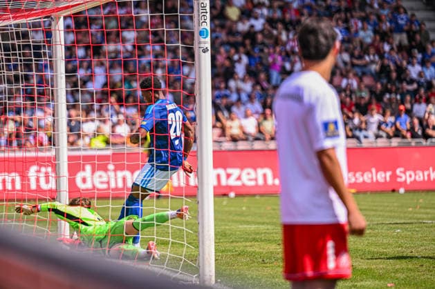 August 1, 2026, Soccer, 2026–2027 Season, Friendly Match, KSV Hessen Kassel vs. FC Schalke 04, Junior Adamu of FC Schalke 04 scores the goal to make it 0–2, xRHR PHOTO YYx Copyright: KROEGER RHR-FOTOx RHR-FOTO YY