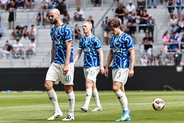 August 1, 2026, xtvx, Soccer Friendly Match, SV Darmstadt 98 vs. FC Portsmouth, Aleksandar Vukotic (SV Darmstadt 98), Kai Klefisch (SV Darmstadt 98), Florian Kleinhansl (SV Darmstadt 98) warming up, during warm-ups DFL DFB REGULATIONS PROHIBIT ANY USE OF PHOTOGRAPHS as IMAGE SEQUENCES and or QUASI-VIDEO Darmstadt