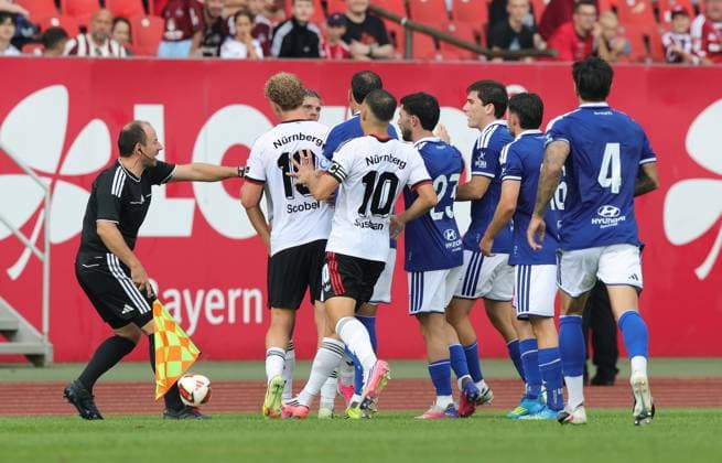 August 1, 2026 Soccer Season 2026–2027 Exhibition Match Friendly Match Preseason Match 1. FC Nürnberg FCN Club Real Oviedo Sports Photo Zink DaMa xdaxmax Stock Photo Feature Impression Team Formation of Both Teams