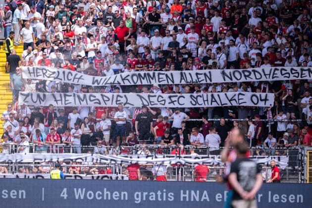 August 1, 2026, Soccer, 2026–2027 Season, Friendly Match, KSV Hessen Kassel vs. FC Schalke 04, KSV Fan Banner: A Warm Welcome to North Hesse for FC Schalke 04 s Home Game xRHR PHOTO YYx Copyright: KROEGER RHR-FOTOx RHR-FOTO YY