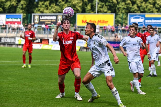 August 1, 2026, GER, Soccer, Men s, Bavarian Regional League, 2026–2027 Season, FC Memmingen vs. SpVgg Ansbach; Timo Schmidt (Memmingen), 4; Tobias Dietrich (Ansbach), 6; Memmingen, at ArenaPark, Bavaria, Germany Copyright: xNordphotox xHafnerx