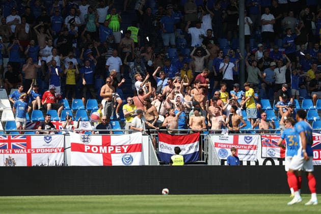 August 1, 2026, Darmstadt, Friendly Match: SV Darmstadt 98 vs. FC Portsmouth – FC Portsmouth Fans Copyright: HMBxMedia JoaquimxFerreira