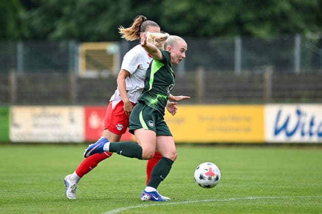 Soccer I Women s I 2026–2027 Season I Friendly Match I RB Leipzig vs. VfL Wolfsburg I August 1, 2026 Thea Bjelde 2, VfL Wolfsburg in Action: Cutout, Close-up, Portrait, Single Photo, Single Image, Body; Markranstädt Grass Field, Stadion am Bad Großfeld, Am Stadtbad 30, Saxony, Germany Copyright: xLobeca InesxHähnelx