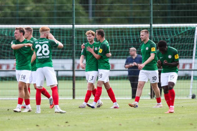 August 1, 2026, Soccer, Men s, Regionalliga Nord, Matchday 1, HSC Hannover vs. BSV Kickers Emden: Celebration of the 4–1 goal by Paul Wegner (3), HSC Hannover