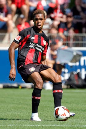Leverkusen, Germany, German Bundesliga, 2026–2027 season Friendly match Bayer 04 Leverkusen vs. Rot-Weiss Essen 3–0 on August 1, 2026, at the Ulrich Haberland Stadium in Leverkusen Jeanuël BELOCIAN LEV Photo by Norbert Schmidt, Düsseldorf