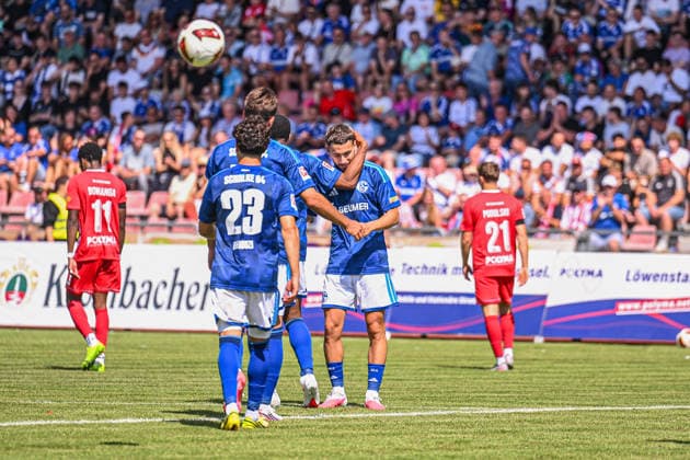 August 1, 2026, Soccer, 2026–2027 Season, Friendly Match, KSV Hessen Kassel vs. FC Schalke 04, Adil Aouchiche of FC Schalke 04 celebrates scoring the goal that made it 0–3, xRHR PHOTO YYx Copyright: KROEGER RHR-FOTOx RHR-FOTO YY
