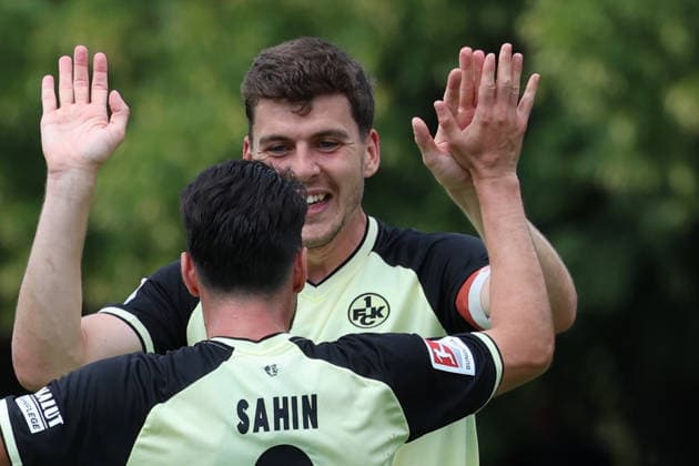 August 1, 2026, xrekx, Soccer Friendly Match, FC Metz 1 FC Kaiserslautern v l Goal celebration after Semih Sahin s goal to make it 0–3 for FC Kaiserslautern, featuring Jacob Rasmussen. DFL and DFB regulations prohibit any use of photographs as image sequencesENCES and or QUASI-VIDEO Metz