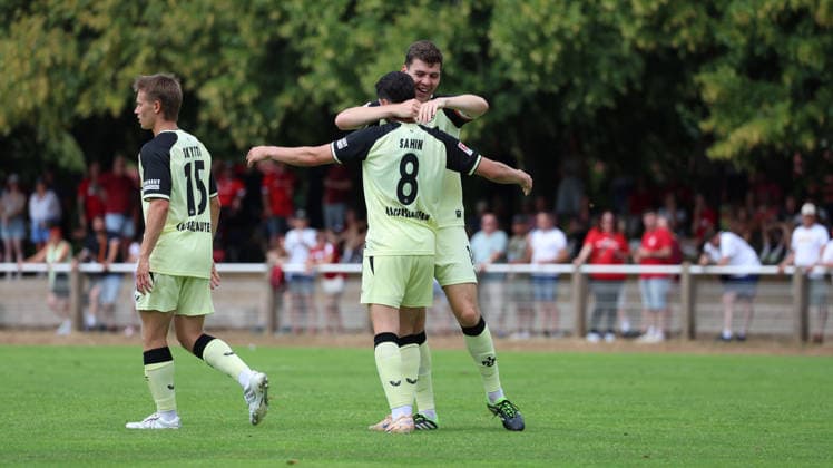August 1, 2026, xrekx, Soccer Friendly Match, FC Metz 1 FC Kaiserslautern v l Goal celebration after Semih Sahin s goal to make it 0–3 for FC Kaiserslautern, featuring Jacob Rasmussen. DFL and DFB regulations prohibit any use of photographs as image sequencesENCES and or QUASI-VIDEO Metz