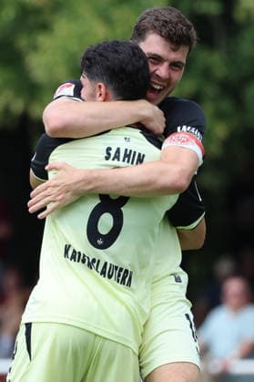 August 1, 2026, xrekx, Soccer Friendly Match, FC Metz 1 FC Kaiserslautern v l Goal celebration after the goal scored by Semih Sahin, 0–3, for FC Kaiserslautern with Jacob Rasmussen 1 FC Kaiserslautern DFL DFB REGULATIONS PROHIBIT ANY USE OF PHOTOGRAPHS as IMAGE SEQUENCES and or QUASI-VIDEO Metz