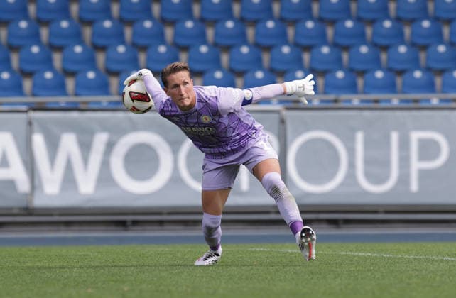 Goalkeeper Ron Thorben Hoffmann, Eintracht Braunschweig Soccer, Men s Team, 2026–2027 Season, 2. Bundesliga, Eintracht Stadium, Eintracht Braunschweig vs. RAAL La Louvière, preseason, friendly match, 0–0. DFL regulations prohibit any use of photographs as image sequences and or quasi-video.