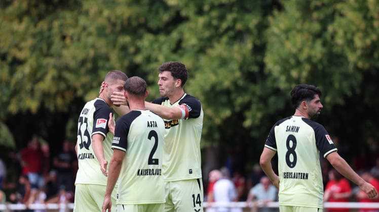 August 1, 2026, xrekx, Soccer Friendly Match, FC Metz 1 FC Kaiserslautern v l Jan Elvedi 1 FC Kaiserslautern Simon Asta 1 FC Kaiserslautern Jacob Rasmussen 1 FC Kaiserslautern Goal celebration after the goal scored by Semih Sahin 1 FC Kaiserslautern 0–3 DFL DFB REGULATIONS PROHIBIT ANY USE OF PHOTOGRAPHS as IMAGE SEQUENCES and or QUASI-VIDEO Metz