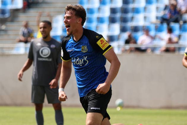 August 1, 2026, Soccer, Men s, Friendly Match, 2026–2027 Season, 1 FC Saarbrücken vs. US Thionville Lusitanos, celebration of the 2–1 goal, goal scorer Alexander Straff, 1 FC Saarbrücken, Saarbrücken, Ludwigsparkstadion, Saarland, Germany, DEU Copyright: xSebastianxBachx