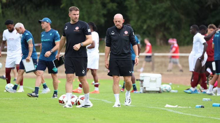 August 1, 2026, xrekx, Soccer Friendly Match, FC Metz vs. 1. FC Kaiserslautern: Max Lieberknecht, Assistant Coach of 1. FC Kaiserslautern; Torsten Lieberknecht, Head Coach of 1. FC Kaiserslautern. Halftime. DFL and DFB regulations prohibit any use of photographs as image sequences and or quasi-video Metz