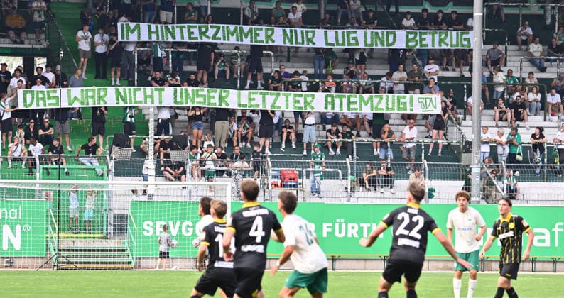 August 1, 2025 Soccer Season 2025–2026 Bavarian Regional League Matchday 02 SpVgg Greuther Fürth Fürth II U23 Kleeblatt SpVgg Bayreuth xwoxzix Banner Greutherfürthfans Fans Fan Block Kleeblattfans IN THE BACK ROOM, NOTHING BUT LIES AND DECEIT—THAT WASN’T OUR LAST BREATH