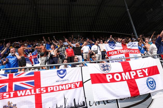 August 1, 2026, Darmstadt, Friendly Match: SV Darmstadt 98 vs. FC Portsmouth, FC Portsmouth Fans Copyright: HMBxMedia JoaquimxFerreira