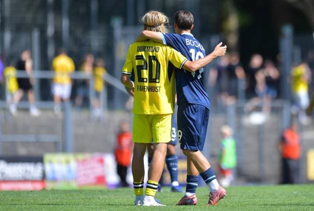 VfL Bochum U21 vs. Borussia Dortmund U23 ** FOR EDITORIAL USE ONLY ** EDITORIAL USE ONLY ** p Soccer Regionalliga West 1 Matchday VfL Bochum U21 vs. Borussia Dortmund U23 on August 1, 2026, at the Mondpalast Arena in Herne Luke Fahrenhorst, Borussia Dortmund U23, on the left: Finn Ole Lang, VfL Bochum U21; on the right: Herne, North Rhine-Westphalia, Germany. Copyright ThorstenxTillmann Copyright: ThorstenxTillmann doc86yz5n3go5c1b1b8odxe ,EDITORIAL USE ONLY Copyright: ThorstenxTillmann