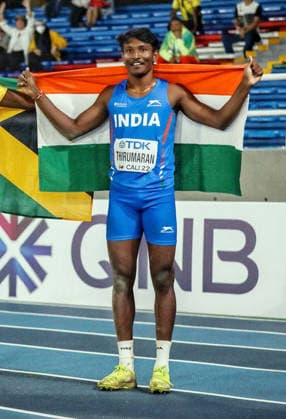 RECORD DATE NOT STATED VP CP Radhakrishnan Congratulates Selva Prabhu on the Commonwealth Games 2026 Bronze Medal Win New Delhi, Aug 01 (ANI): Vice President CP Radhakrishnan tweets this picture to congratulate Selva Prabhu for securing a Bronze Medal in the Men™s Triple Jump event at the Commonwealth Games 2026 in Glasgow, in New Delhi on Saturday. (@VPIndia X ANI Photo) New Delhi Delhi India Copyright: xANIx ANI_20260801289