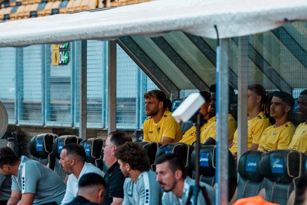 Netherlands vs. Germany Men s Soccer Friendly 2026 2027 Roda JC Kerkrade vs. Alemannia Aachen Parkstad Limburg Stadium, Mika Schroers (Alemannia Aachen), 27, potential transfer, on the bench, substitute Copyright: xThiemoxRudolphx