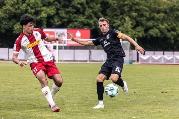 SSV Jahn Regensburg vs. SSV Ulm 1846 Soccer, Football, Friendly Match, Regensburg Training Field, August 1, 2026, from left: Marco Wörner (SSV Jahn Regensburg), 11, Alexander Kopf SSV Ulm 1846 Soccer, 20 SSV Jahn Regensburg vs. SSV Ulm 1846 Soccer, Friendly Match, Regensburg Training Ground 01 08 26 Photo by Lucca Fundel Regensburg Training Ground Bavaria Germany