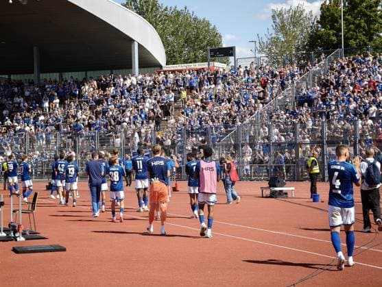 August 1, 2026 xkhx Kassel Regional League Southwest 2026–2027 Season Bundesliga Friendly Match KSV Hessen Kassel vs. FC Schalke 04: The traveling Schalke fans celebrate their team