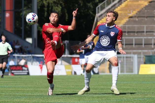Orhan Yildirim of Delay Sports Berlin and Ibrahim Nadir of KFC Uerdingen 05 battle for the ball during the friendly match between KFC Uerdingen 05 and Delay Sports Berlin at Grotenburg Stadium on August 1, 2026, in Krefeld, Germany Photo by Oliver Kaelke DeFodi Images Orhan Yildirim of Delay Sports Berlin and Ibrahim Nadir of KFC Uerdingen 05 battle for the ball during the friendly match between KFC Uerdingen 05 and Delay Sports Berlin at Grotenburg Stadium on August 1, 2026 in Krefeld, Germany Photo by Oliver Kaelke, DeFodi Images