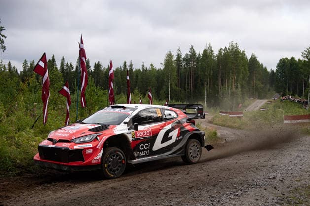 IPA87168687 - Driver Takamoto Katsuta and co-driver Aaron Johnston of Team Toyota Gazoo Racing WRT, driving a Toyota GR Yaris Rally1, are in third place on the third day of the race during the FIA World Rally Championship WRC, Motorsport Rallye, WM Secto Rally Finland 2026 on August 1, 2026, in Jyväskylä, Finland.  Copyright: xLucaxBarsali IPAxSportx xx 87168687